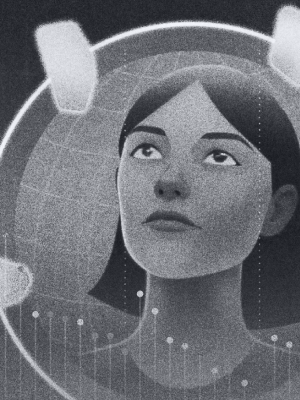 Illustrated astronaut portrait